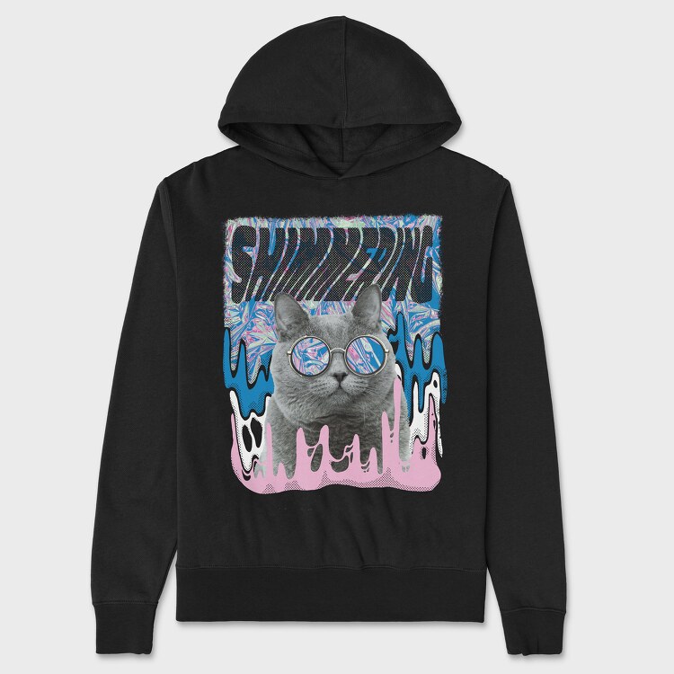 Holographic Cat, Hanorac Oversize Barbati (Unisex)