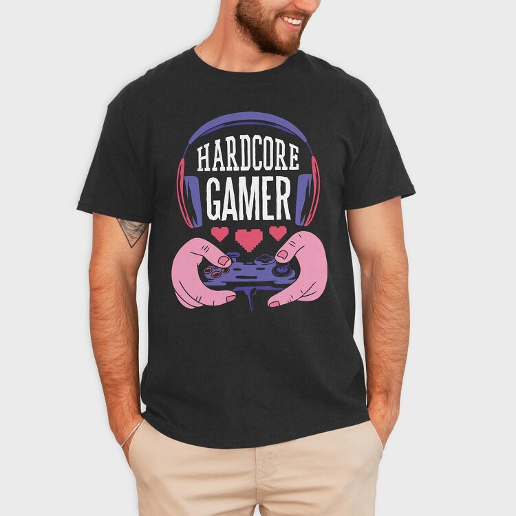Hardcore Gamer, Tricou Barbati (Unisex)