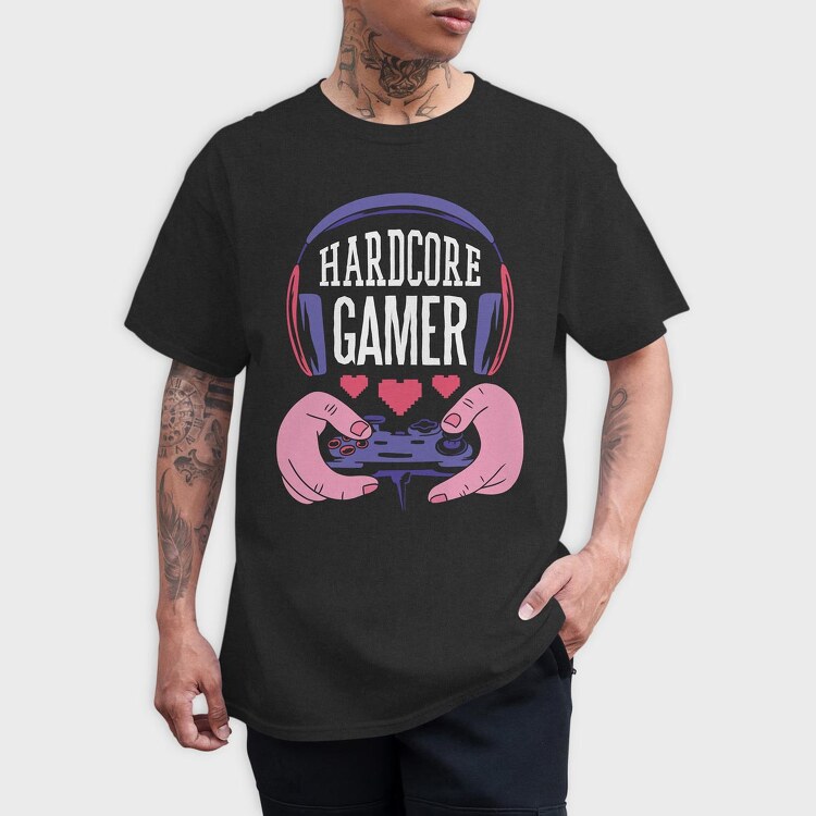 Hardcore Gamer, Tricou Barbati (Unisex)