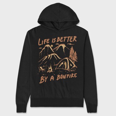 Life I S Better by a Bonfire, Hanorac Oversize Barbati (Unisex)