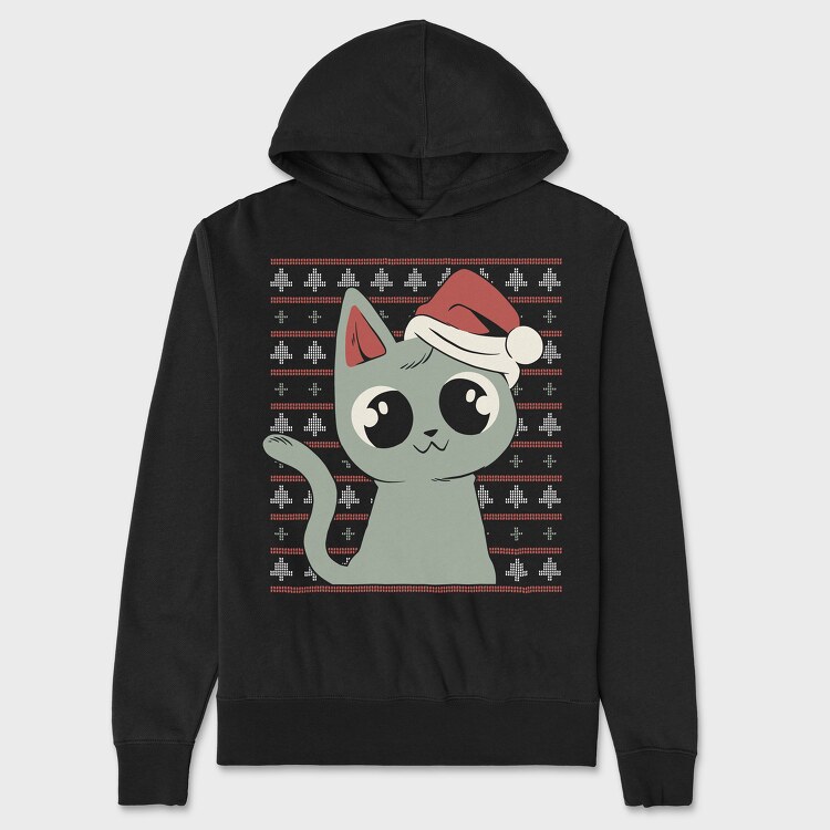 Ugly Sweater Christmas Cat, Hanorac Oversize Barbati (Unisex)