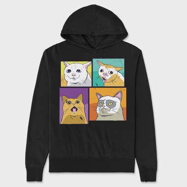 Meme Cats, Hanorac Oversize Barbati (Unisex)