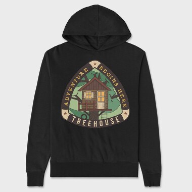 Treehouse Adventure Begins Here, Hanorac Oversize Barbati (Unisex)