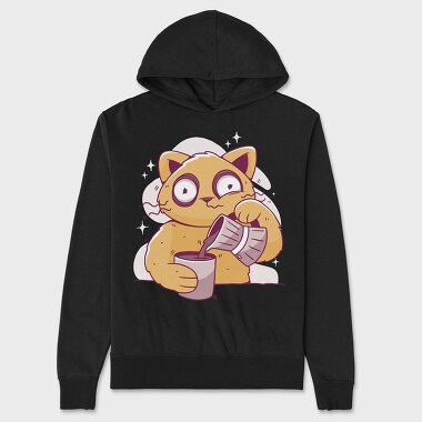 Coffee Cat, Hanorac Oversize Barbati (Unisex)