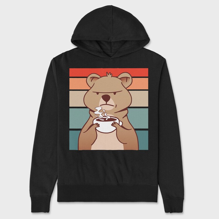 Coffee Grumpy Quokka, Hanorac Oversize Barbati (Unisex)