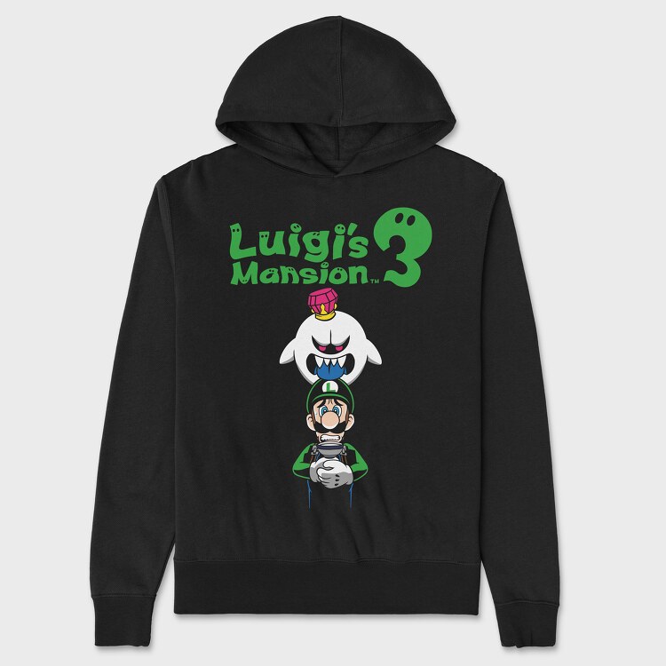 Luigi Boo Black Background, Hanorac Oversize Barbati (Unisex)