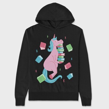 Unicorn Book Lover, Hanorac Oversize Barbati (Unisex)