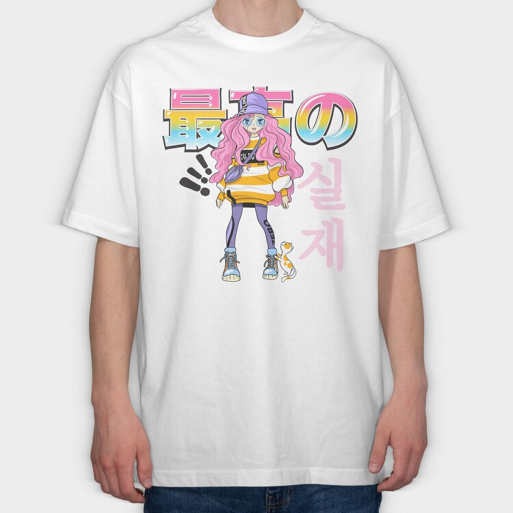 Pink Hair Vibes, Tricou Oversize Barbati (Unisex)