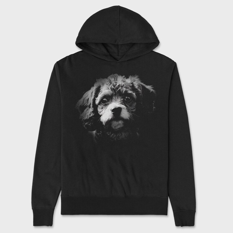 Cavapoo Dog Monochrome, Hanorac Oversize Barbati (Unisex)