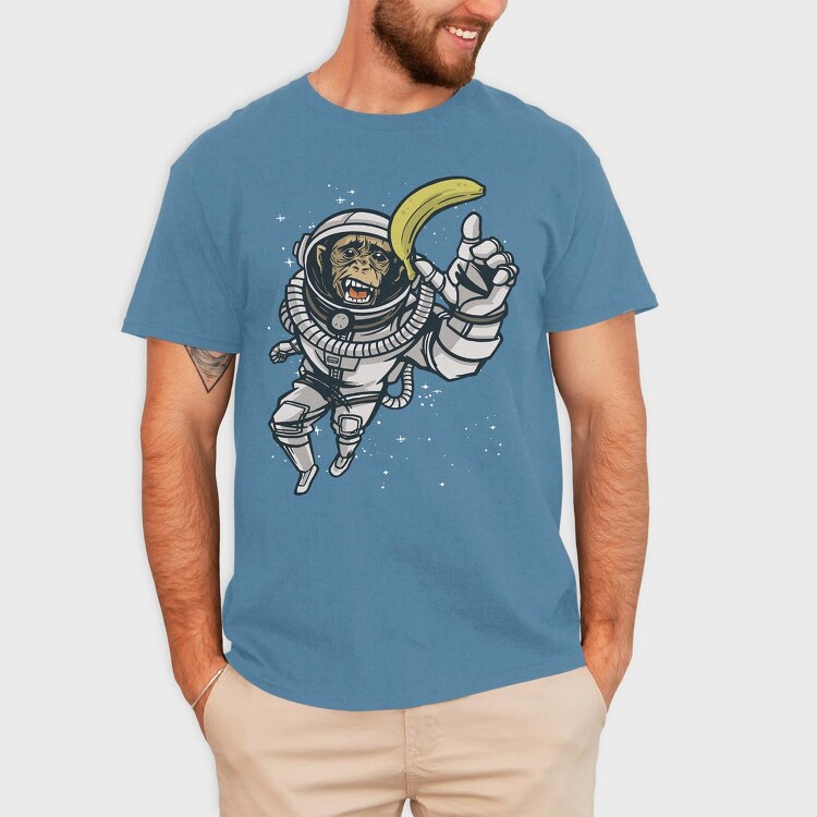 Astronaut Chimp, Tricou Barbati (Unisex)