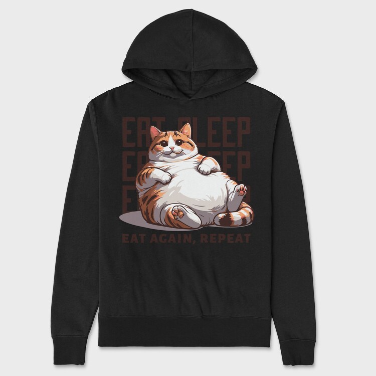 Cat Eat Sleep Repeat, Hanorac Oversize Barbati (Unisex)