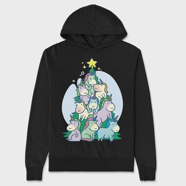 Unicorn Christmas Tree, Hanorac Oversize Barbati (Unisex)