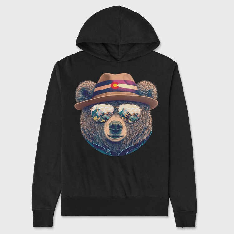 bear face with sunglasses, Hanorac Oversize Barbati (Unisex)