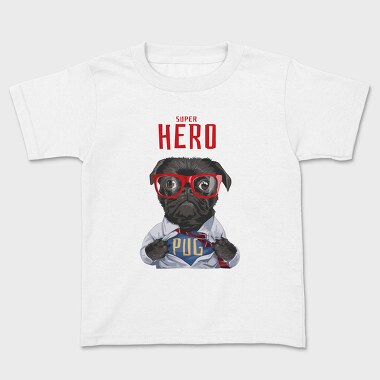 Pug Super Hero, Tricou Copii