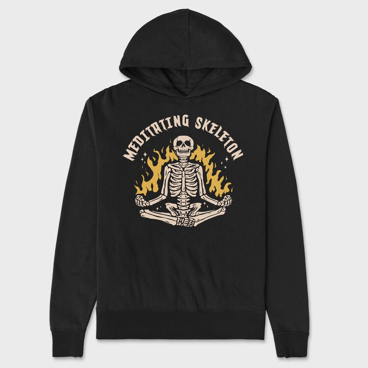 Meditating Skelleton, Hanorac Oversize Barbati (Unisex)