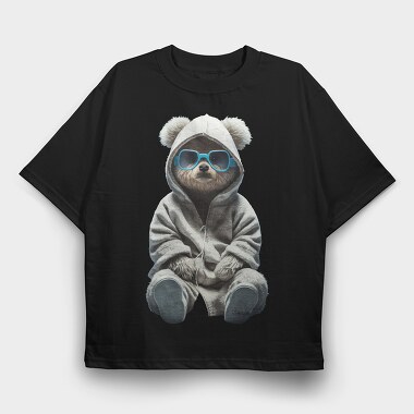 Teddy White Sweatsuit, Tricou Oversize Barbati (Unisex)