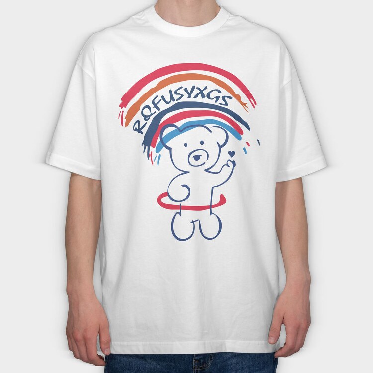 Rainbow Bear Vibes, Tricou Oversize Barbati (Unisex)