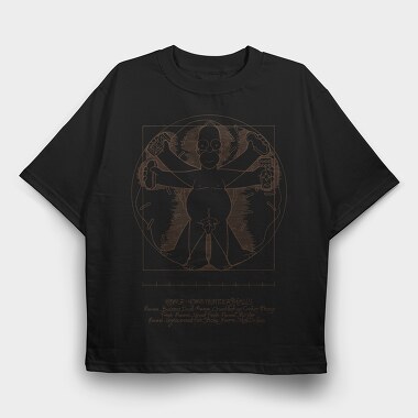 Homer Simpson Mensch Da Vinci Anatomie, Tricou Oversize Barbati (Unisex)