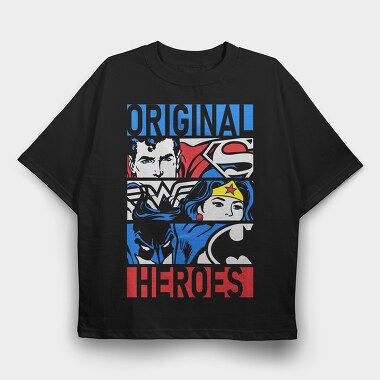 Superman Wonder Women Batman, Tricou Oversize Barbati (Unisex)