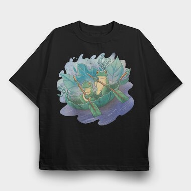 frogs Cottagecore Boat, Tricou Oversize Barbati (Unisex)