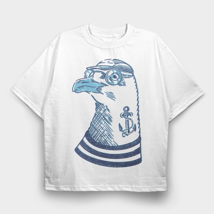 Hipster Seagull, Tricou Oversize Barbati (Unisex)