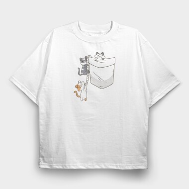 Cats Pocket, Tricou Oversize Barbati (Unisex)