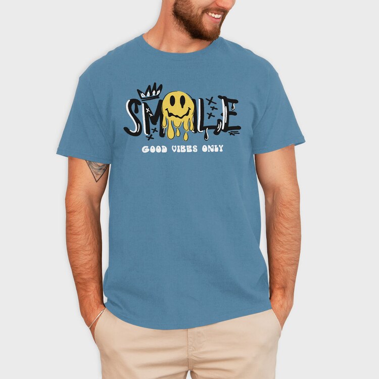 Good Vibes Only Smiley, Tricou Barbati (Unisex)