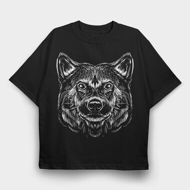 Shiba Inu Monochrome, Tricou Oversize Barbati (Unisex)