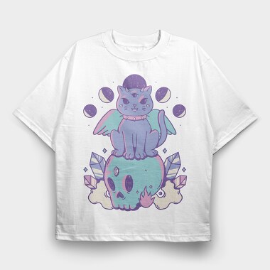 Pastel Goth Cat, Tricou Oversize Barbati (Unisex)