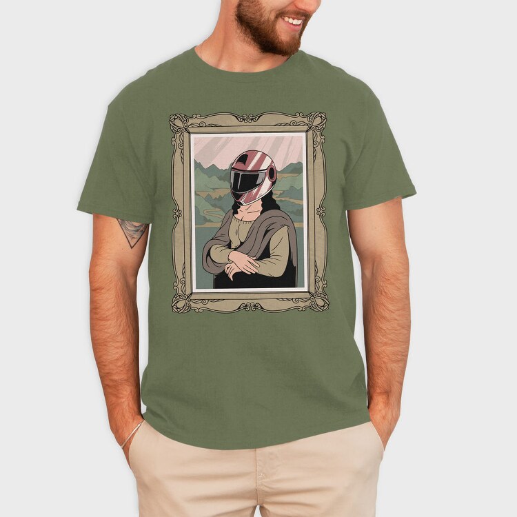 Helmeted Mona Lisa, Tricou Barbati (Unisex)
