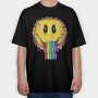 Rainbow Smiley Vibes, Tricou Oversize Barbati (Unisex)