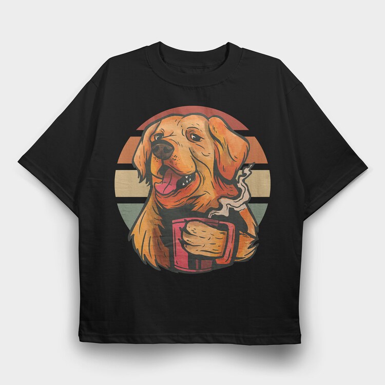 Golden Retriever, Tricou Oversize Barbati (Unisex)