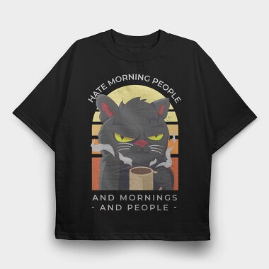 Agry Coffe Cat, Tricou Oversize Barbati (Unisex)