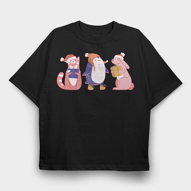 Christmas Animals, Tricou Oversize Barbati (Unisex)