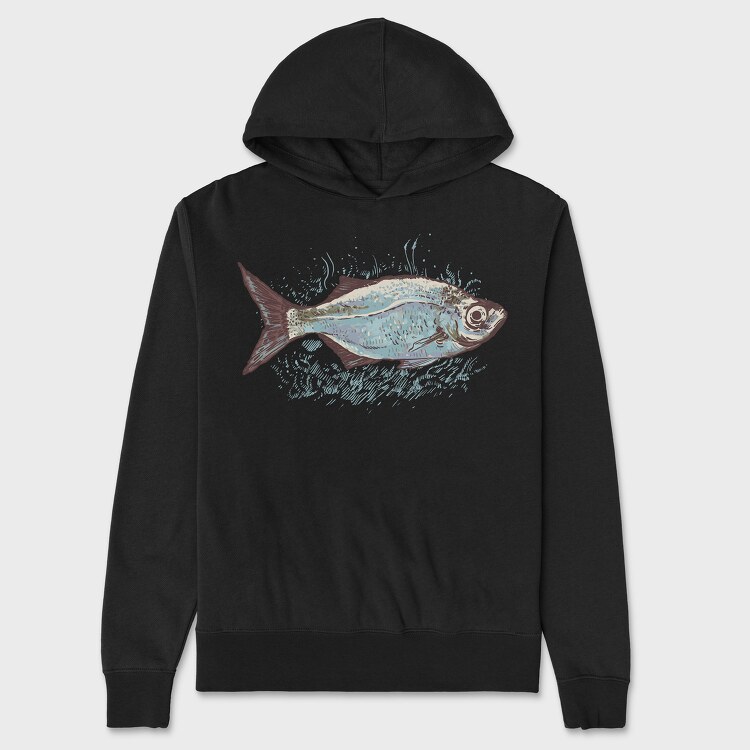 Fish Drawing, Hanorac Oversize Barbati (Unisex)